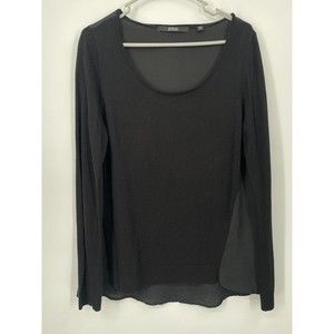 Guess‎ Black Long Sleeve Chiffon Top Size L